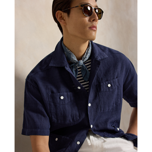 Newport Navy Classic Fit Linen-Cotton Shirt Polo Ralph Lauren 7