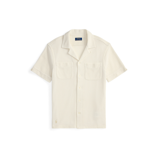 Pale Cream Textured Pointelle Camp Shirt Polo Ralph Lauren 2