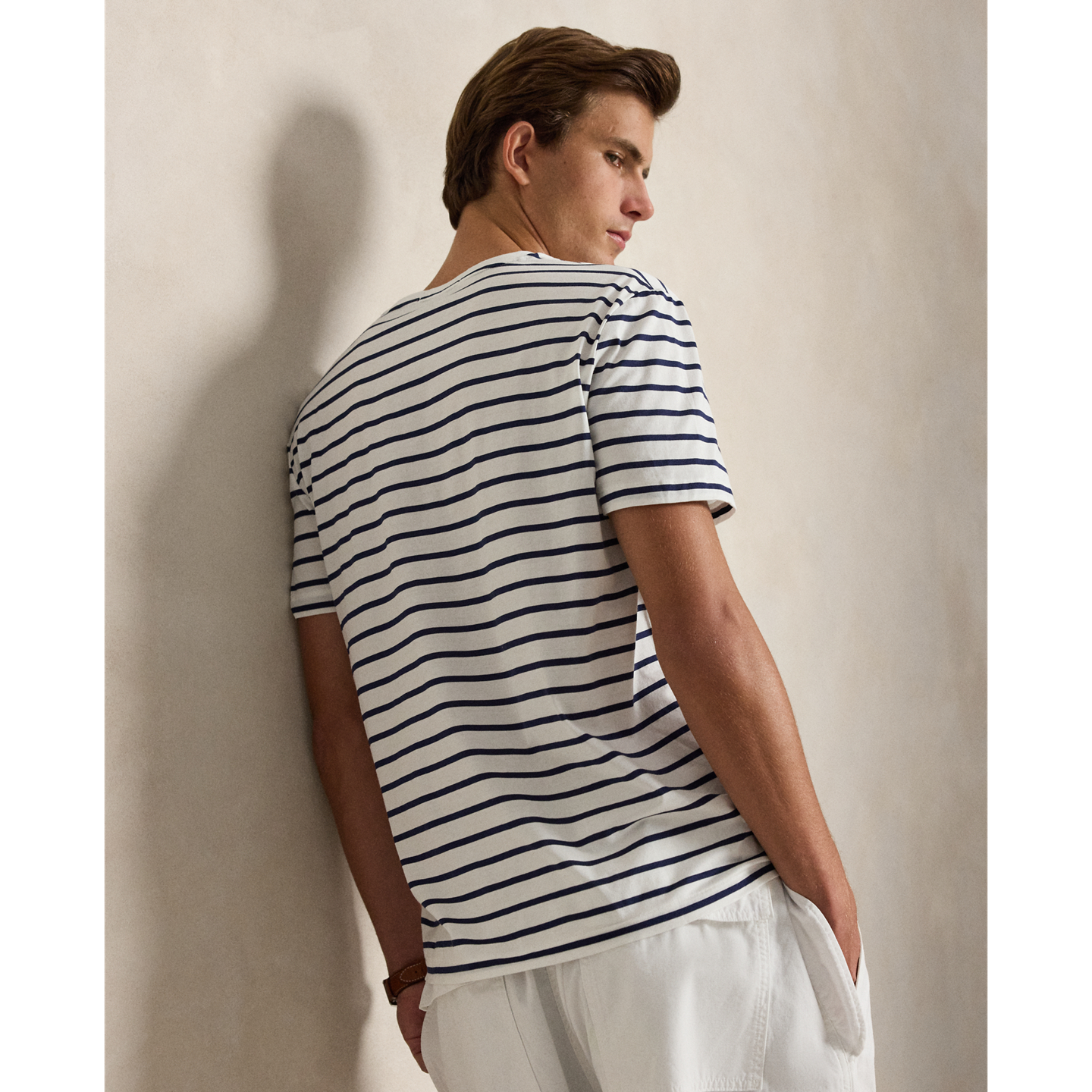Мужская футболка Ralph Lauren Standard Fit Striped Lisle, цвет: Белый / Тёмно-синий — фото 2