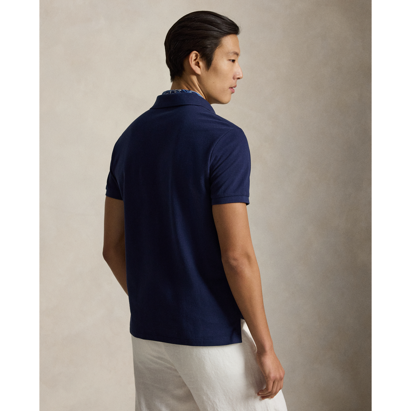 Мужское поло Ralph Lauren Custom Slim Fit Polo Bear Polo, цвет: Тёмно-синий — фото 2