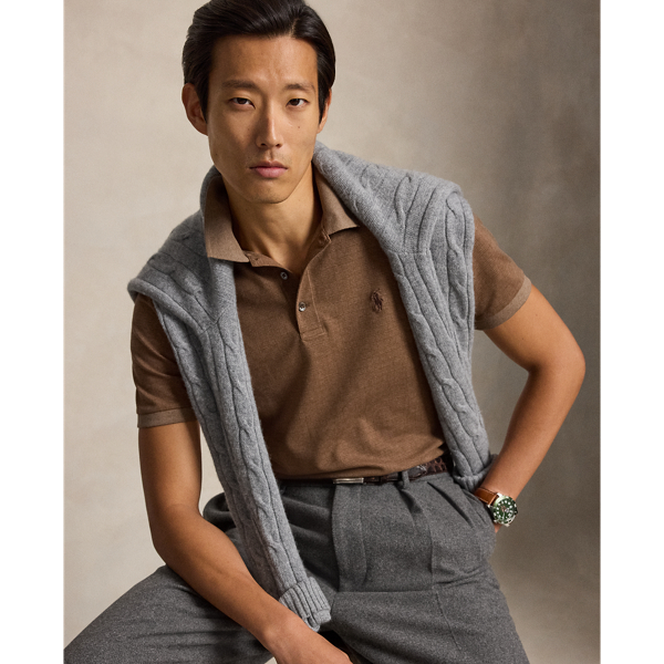 Custom slim fit stretch mesh Polo-shirt