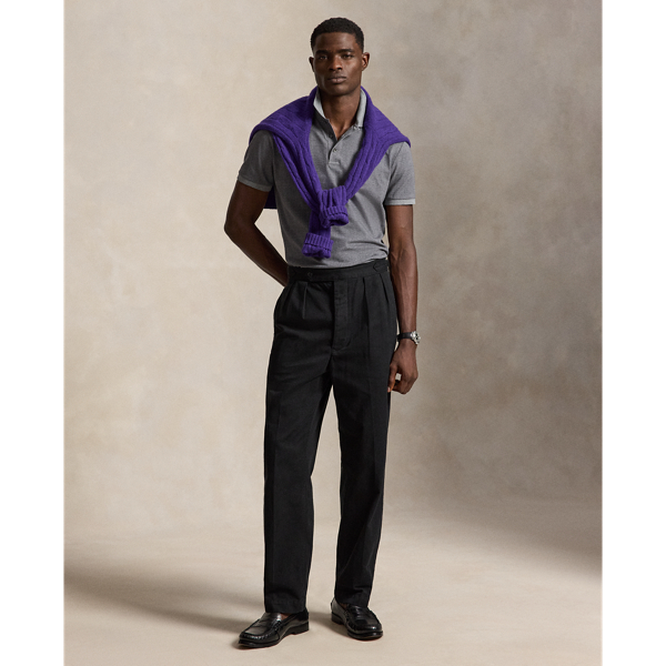 Custom-Slim-Fit Piqu&eacute;-Poloshirt Polo Ralph Lauren in Glencheck&nbsp;&ndash; Kl. Grau mel. 4