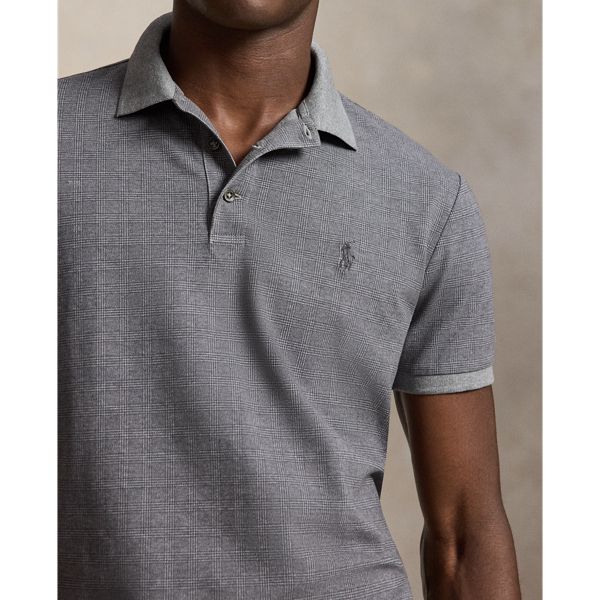 Custom-Slim-Fit Piqu&eacute;-Poloshirt Polo Ralph Lauren in Glencheck&nbsp;&ndash; Kl. Grau mel. 6