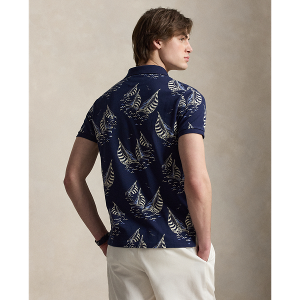 Sailboat Race Newport Navy Custom Slim Fit Sailboat Mesh Polo Shirt Polo Ralph Lauren 5