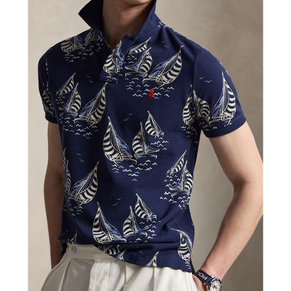 Sailboat Race Newport Navy Custom Slim Fit Sailboat Mesh Polo Shirt Polo Ralph Lauren 6