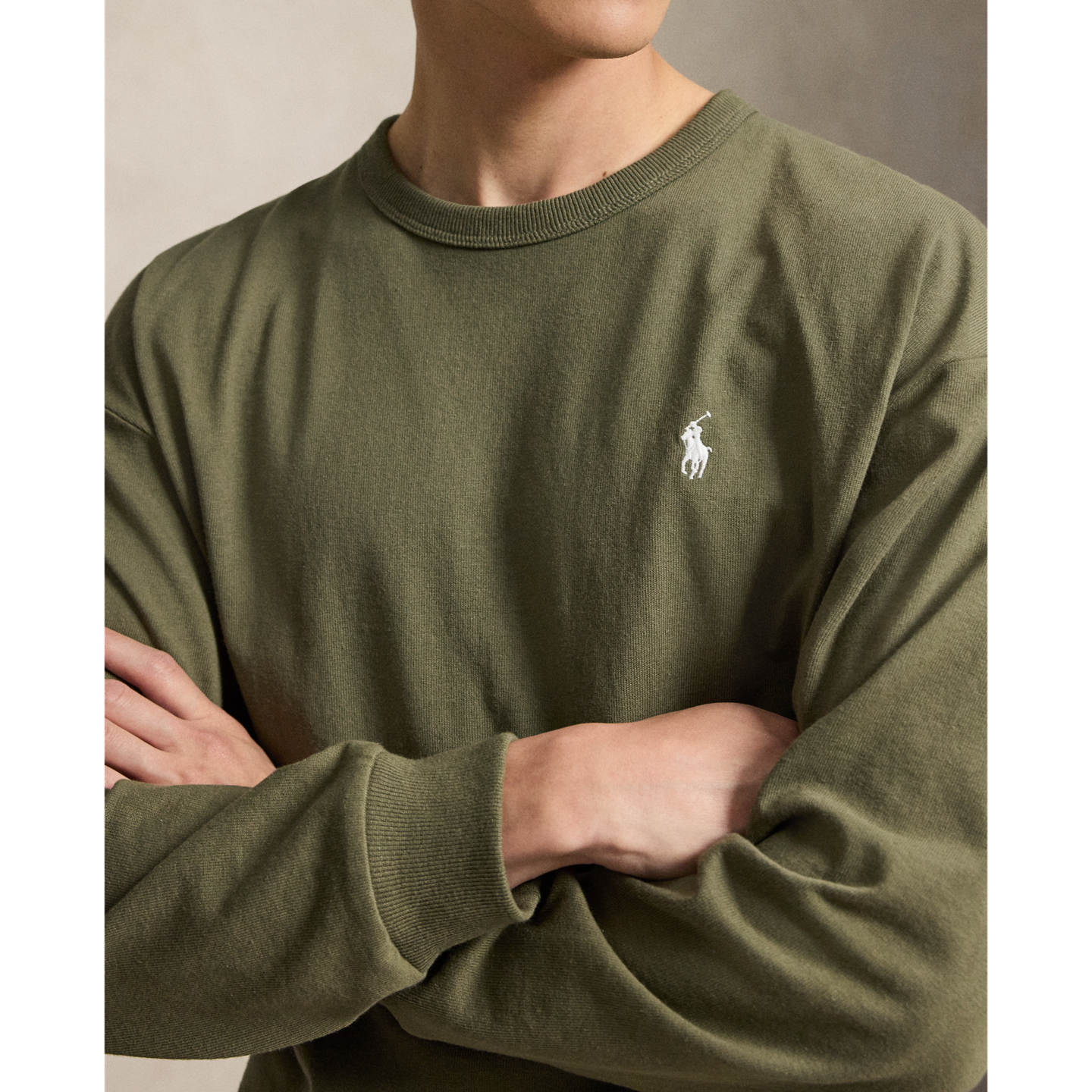 Мужская футболка Ralph Lauren Relaxed Fit Jersey Long-Sleeve T-Shirt, цвет: Оливковый — фото 3