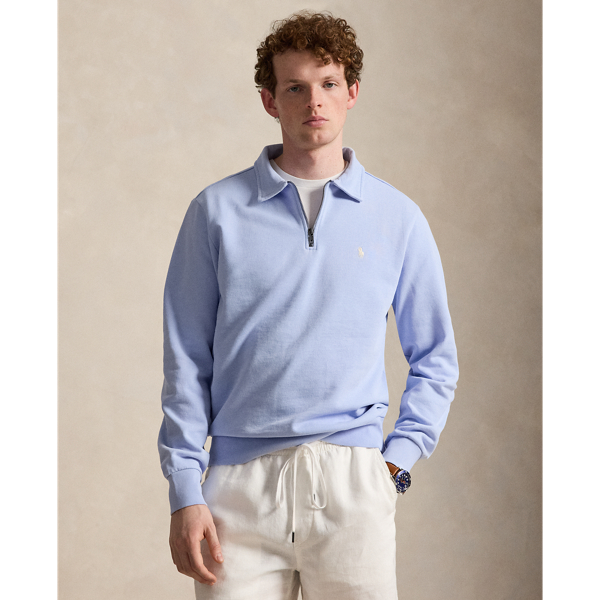 Pebble Blue Loopback Fleece Quarter-Zip Sweatshirt Polo Ralph Lauren 1