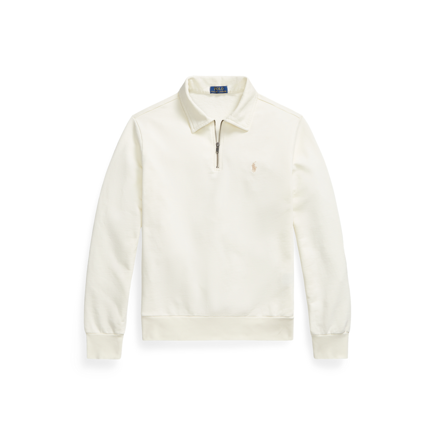 Мужская толстовка Ralph Lauren Loopback Fleece Quarter-Zip, цвет: Кремовый — фото 4