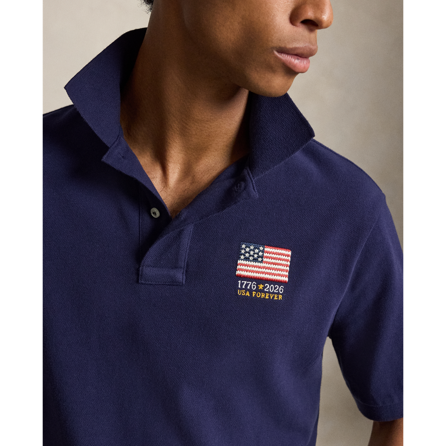 Мужское поло Ralph Lauren American Icons Stamp Polo, цвет: Тёмно-синий — фото 3