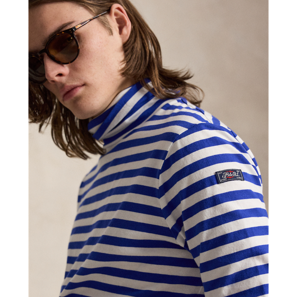 Rugby Royal/White Classic Fit Striped Rollneck Pullover Polo Ralph Lauren 6