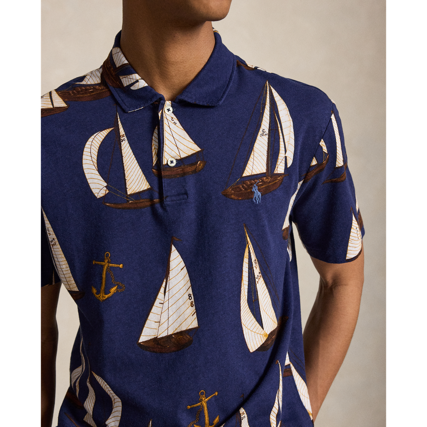 Мужское поло Ralph Lauren Standard Fit Sailboat Jersey Polo, цвет: Nautical Traverse — фото 3
