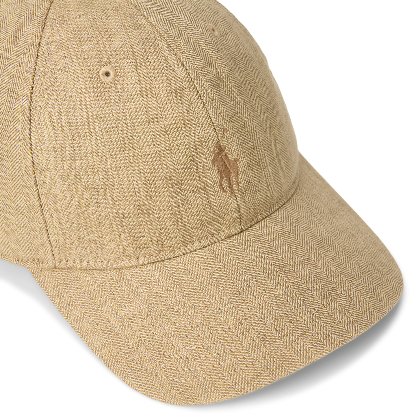 Мужская кепка Ralph Lauren Linen Herringbone Ball, цвет: Коричневый — фото 2