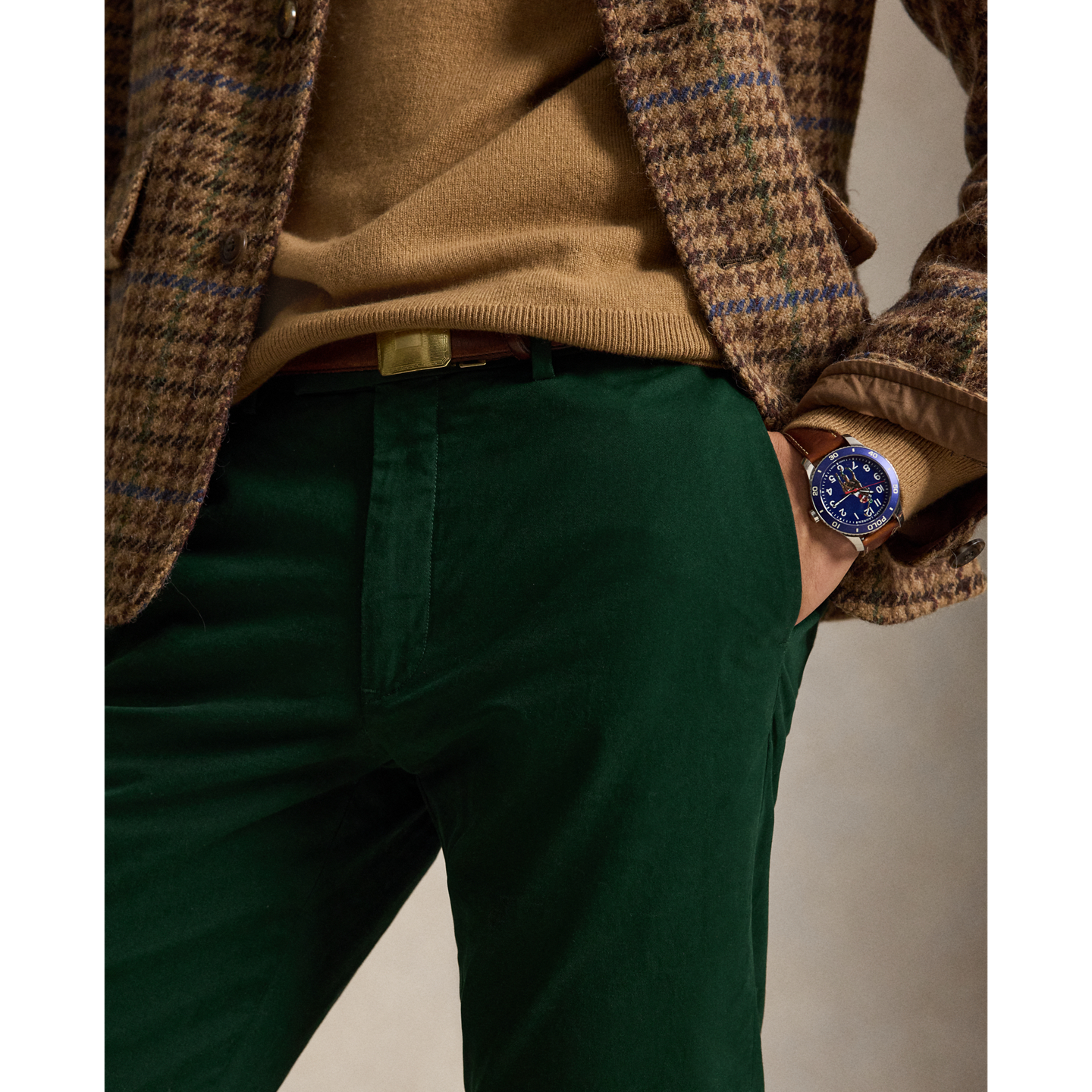 Мужские брюки Ralph Lauren Greenwich Straight Fit Chino Pant, цвет: Зелёный — фото 3
