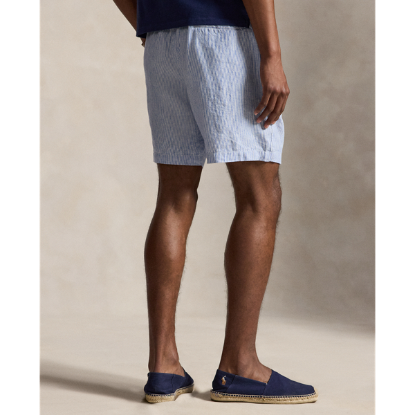 Cabana Blue White 6-Inch Lateef Classic Fit Linen Short Polo Ralph Lauren 5