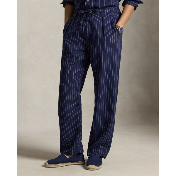 Navy White Lateef Relaxed Fit Linen Pant Polo Ralph Lauren 4