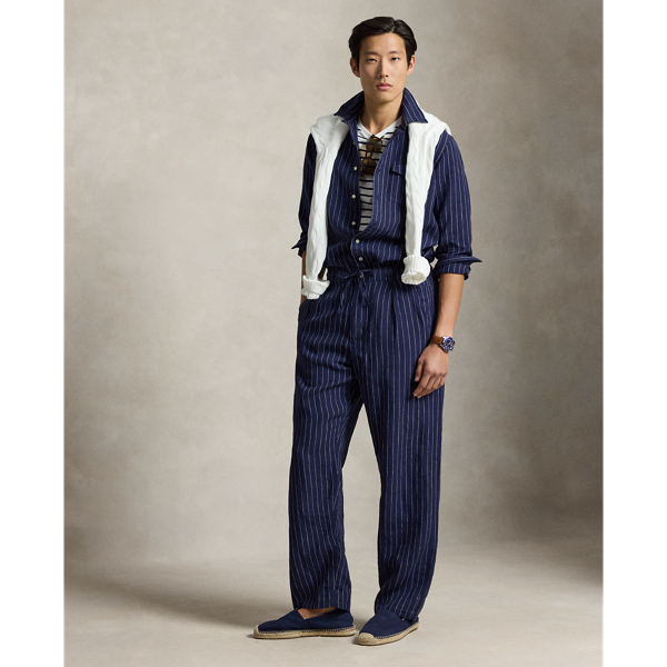 Navy White Lateef Relaxed Fit Linen Pant Polo Ralph Lauren 1