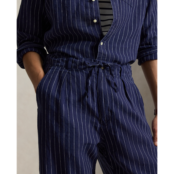 Navy White Lateef Relaxed Fit Linen Pant Polo Ralph Lauren 6