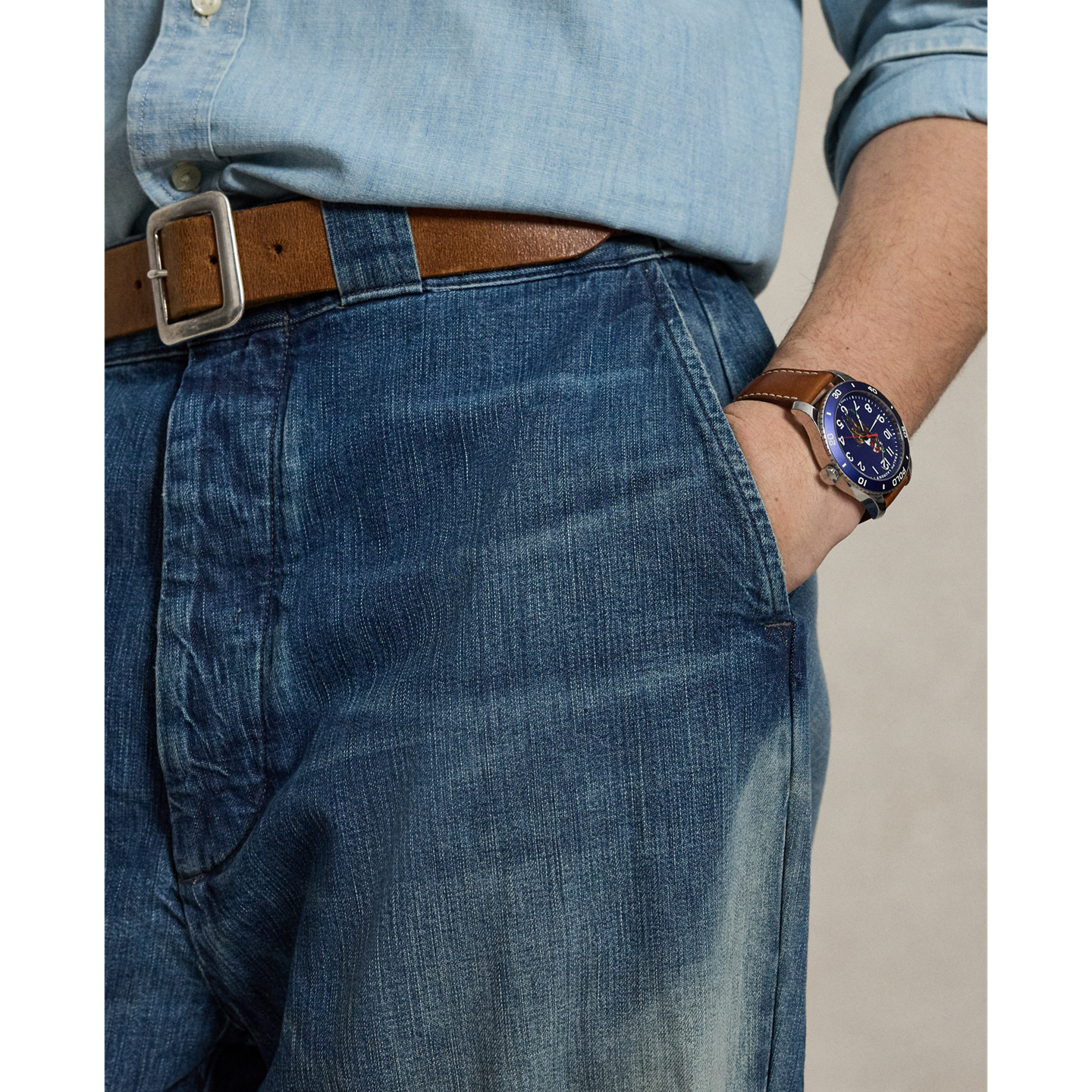 Мужские брюки Polo Ralph Lauren The Denim Big Chino, цвет: Индиго — фото 3