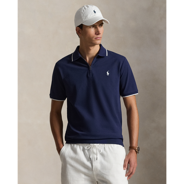 Newport Navy Classic Fit Stretch Mesh Zip Polo Shirt Polo Ralph Lauren 1