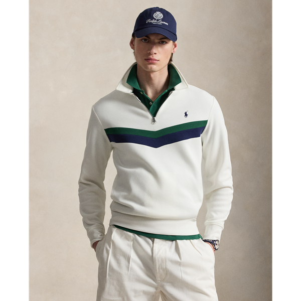 White Double-Knit Quarter-Zip Sweatshirt Polo Ralph Lauren 1