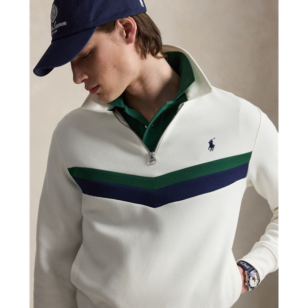 White Double-Knit Quarter-Zip Sweatshirt Polo Ralph Lauren 6