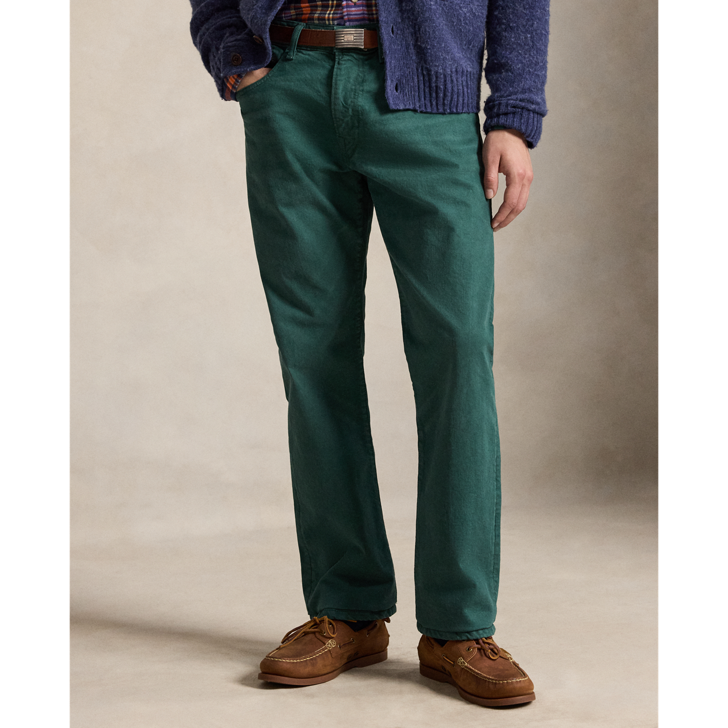 Мужские джинсы Ralph Lauren Hampton Straight Garment-Dyed, цвет: Зелёный — фото 1