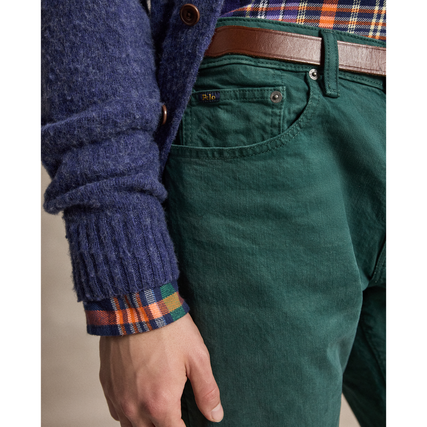 Мужские джинсы Ralph Lauren Hampton Straight Garment-Dyed, цвет: Зелёный — фото 4