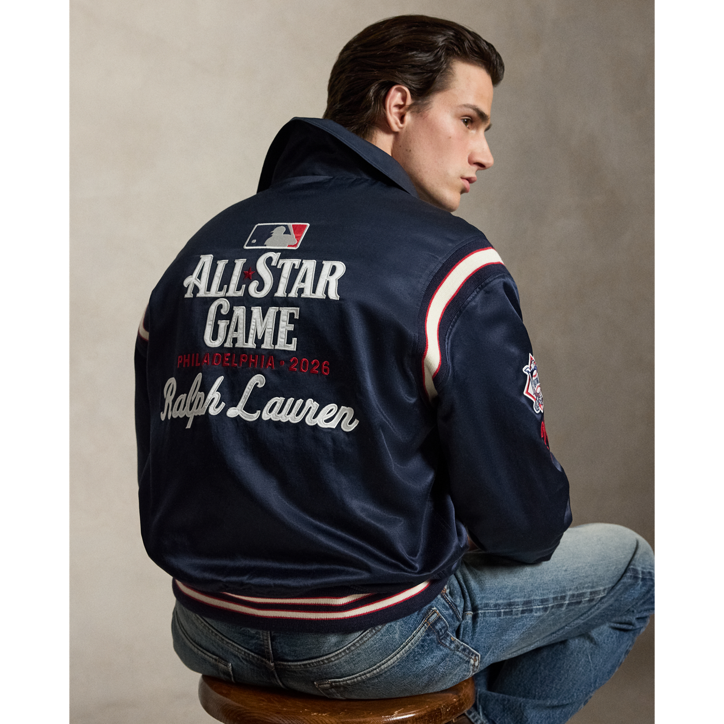 Мужская куртка Ralph Lauren MLB All-Star Game Satin, цвет: Тёмно-синий — фото 2
