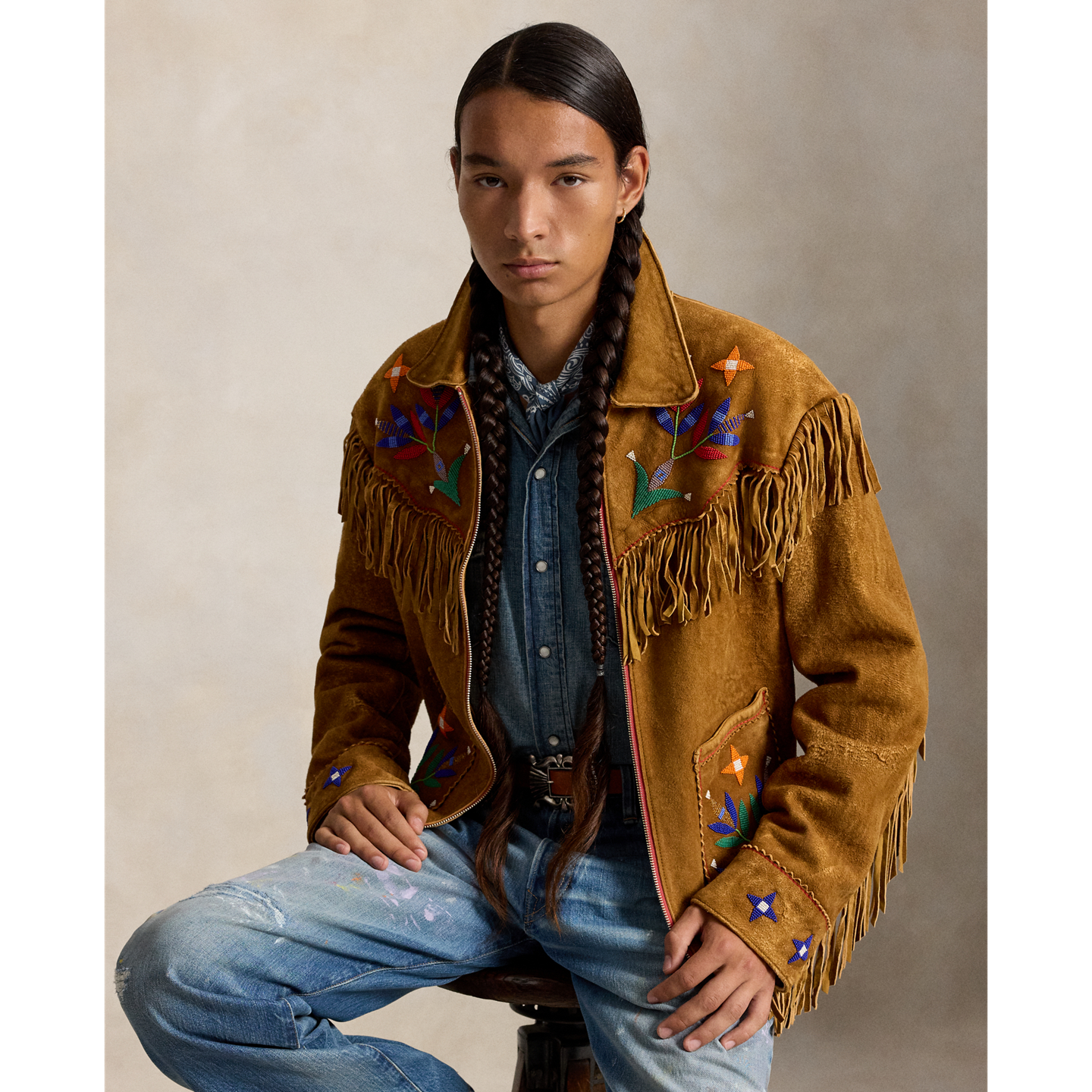 Мужская куртка Ralph Lauren PRL x TÓPA Standing Sage Fringe, цвет: Верблюжий — фото 1