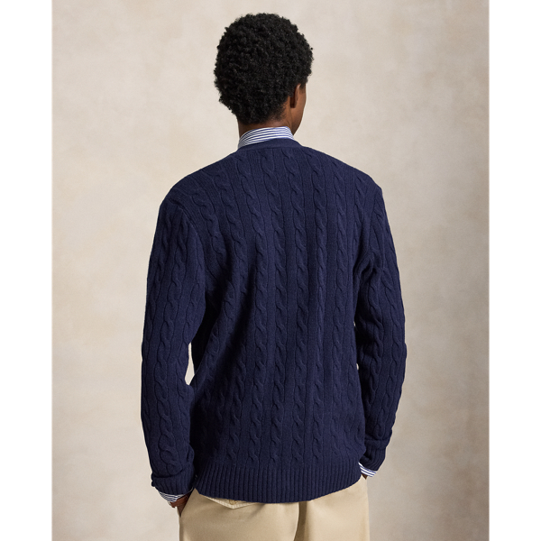 Cardigan torsad&eacute; en laine et cachemire Polo Ralph Lauren en Marine chasseur 5