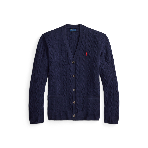 Cardigan torsad&eacute; en laine et cachemire Polo Ralph Lauren en Marine chasseur 2