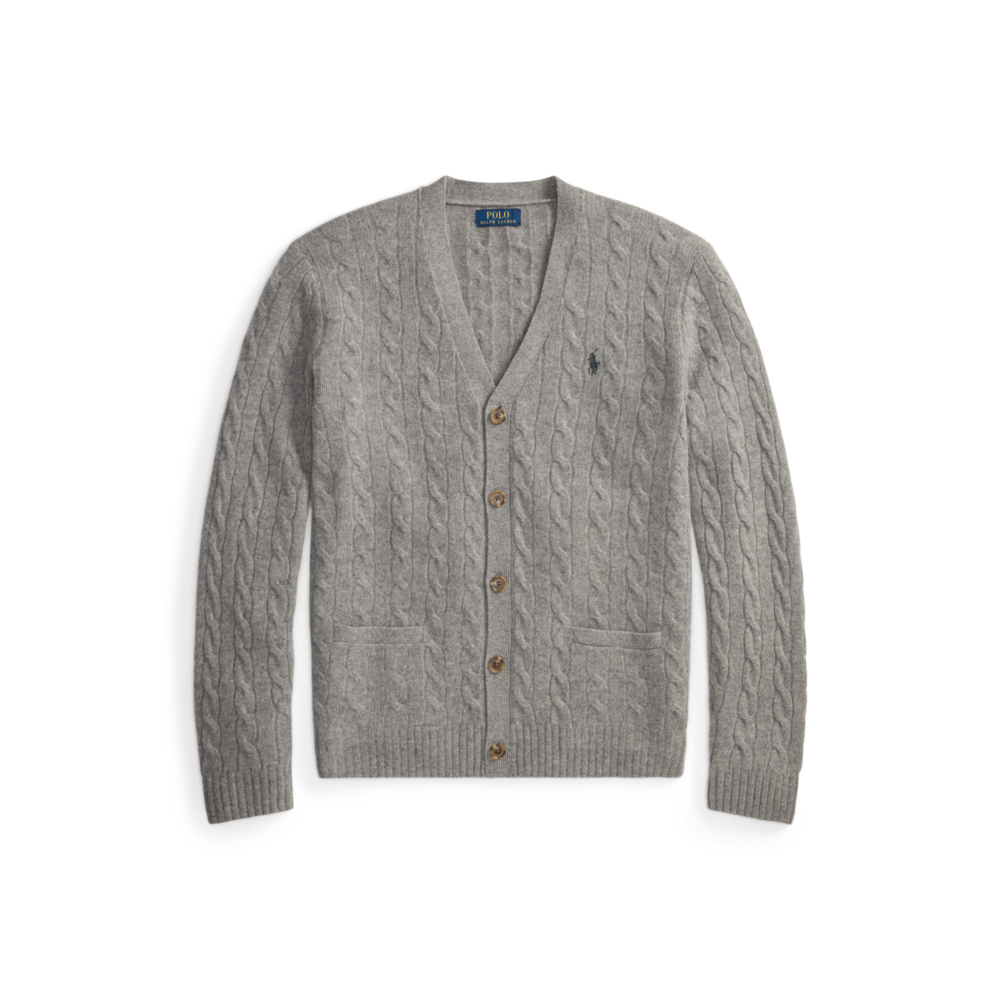 Мужской кардиган Ralph Lauren Cable-Knit Wool-Cashmere, цвет: Палевый серый меланжевый — фото 5