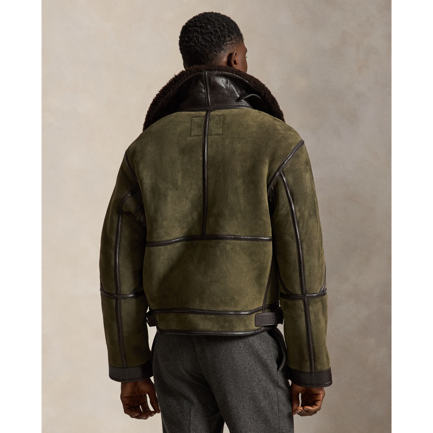 Мужская куртка Ralph Lauren Shearling Flight, цвет: Зелёный / Коричневый — фото 2