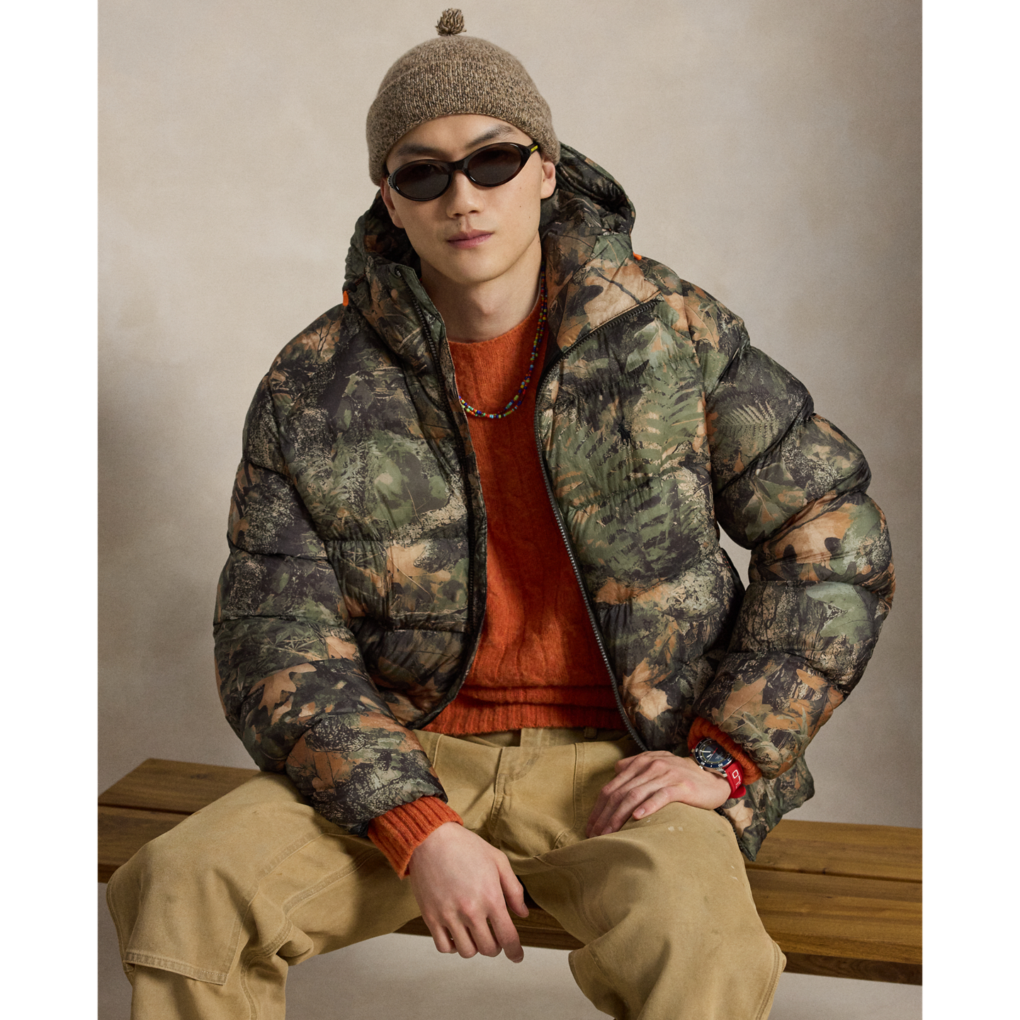 Мужская куртка Ralph Lauren The Hawthorne Forest-Print Down, цвет: Тёмно-зелёный камуфляжный — фото 8
