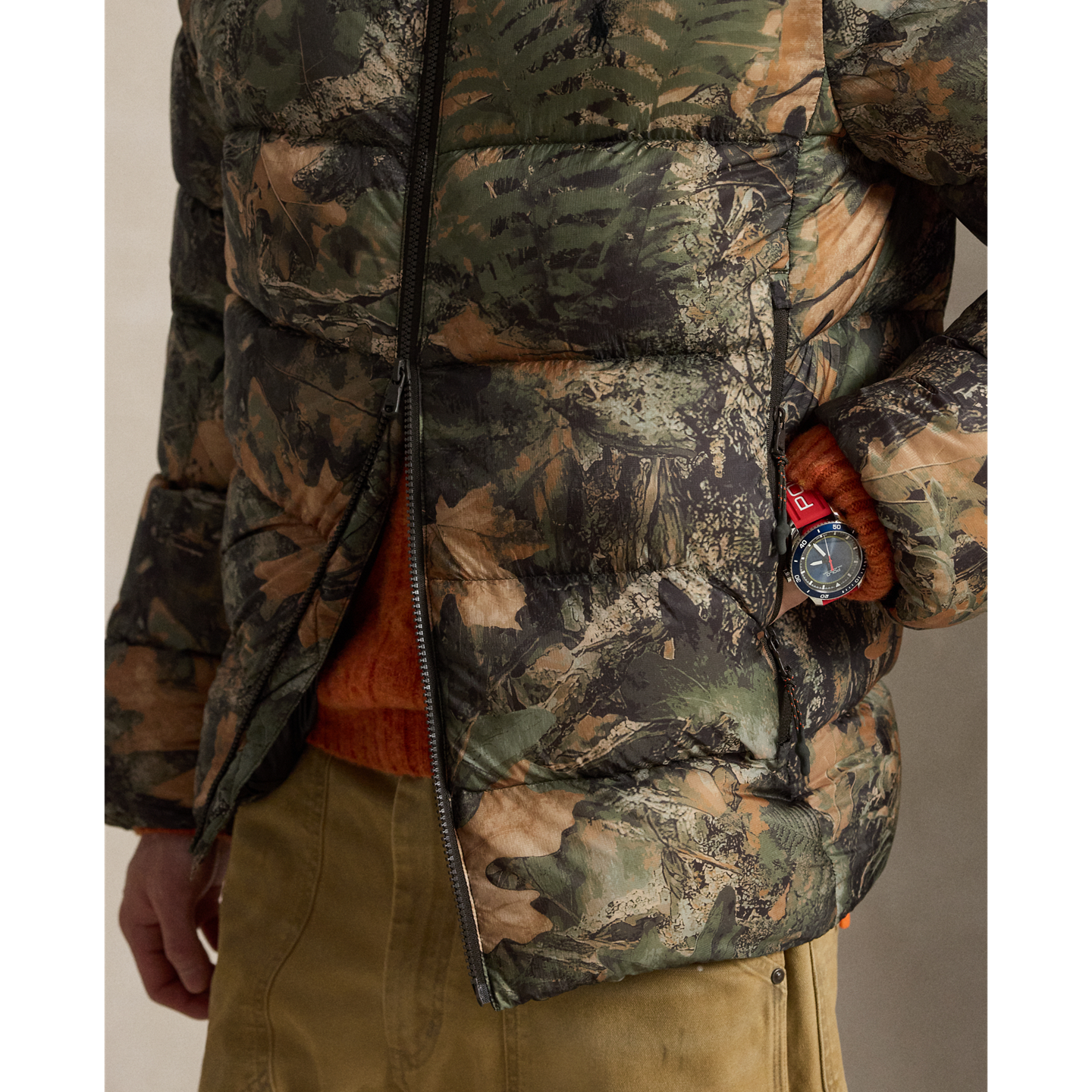Мужская куртка Ralph Lauren The Hawthorne Forest-Print Down, цвет: Тёмно-зелёный камуфляжный — фото 3