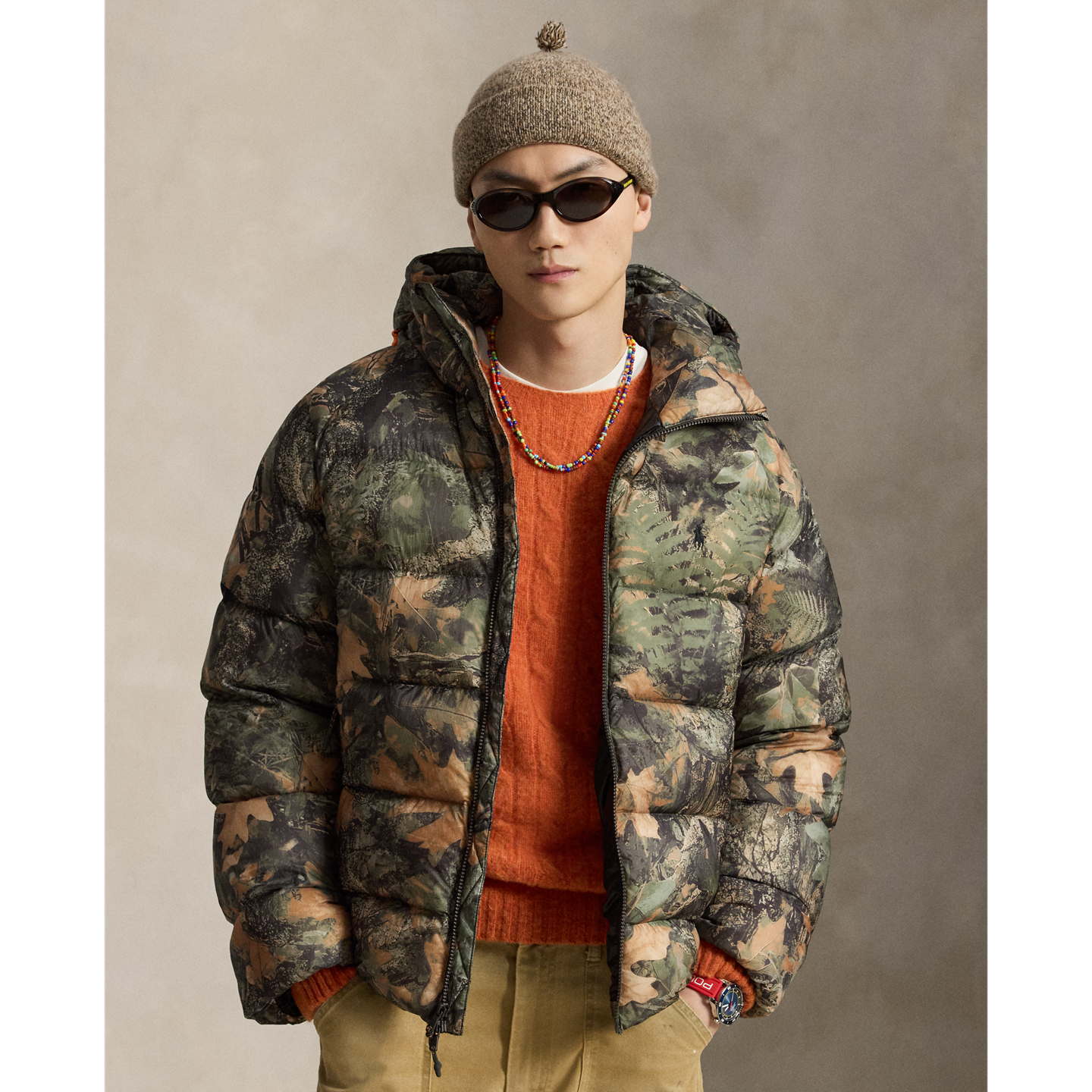 Мужская куртка Ralph Lauren The Hawthorne Forest-Print Down, цвет: Тёмно-зелёный камуфляжный — фото 5