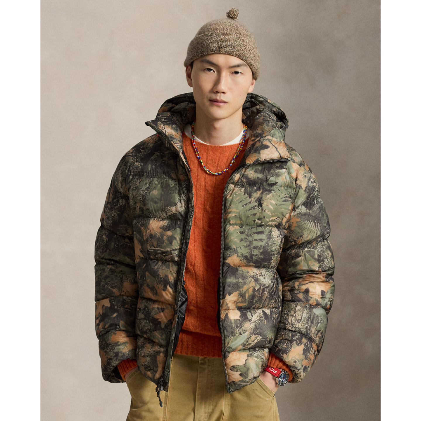 Мужская куртка Ralph Lauren The Hawthorne Forest-Print Down, цвет: Тёмно-зелёный камуфляжный — фото 7