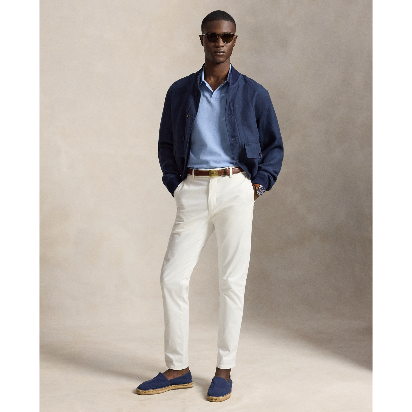 Мужское поло Ralph Lauren Standard Fit Cotton-Linen Polo, цвет: Синий — фото 1