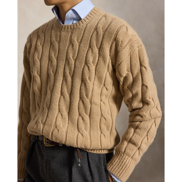 Relaxed Fit Cable Wool-Blend Jumper
