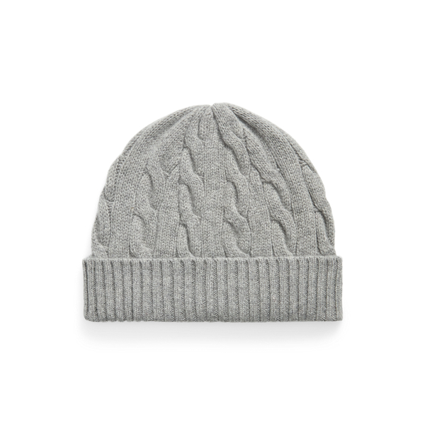 Fawn Grey Heather Cable-Knit Wool-Cashmere Beanie Polo Ralph Lauren 2