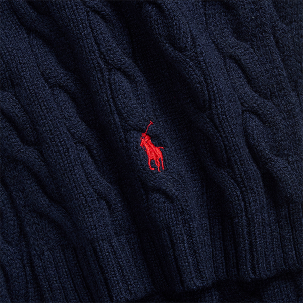 Cachecol de l&atilde;-caxemira e malha tran&ccedil;ada Polo Ralph Lauren em Azul ca&ccedil;a 2