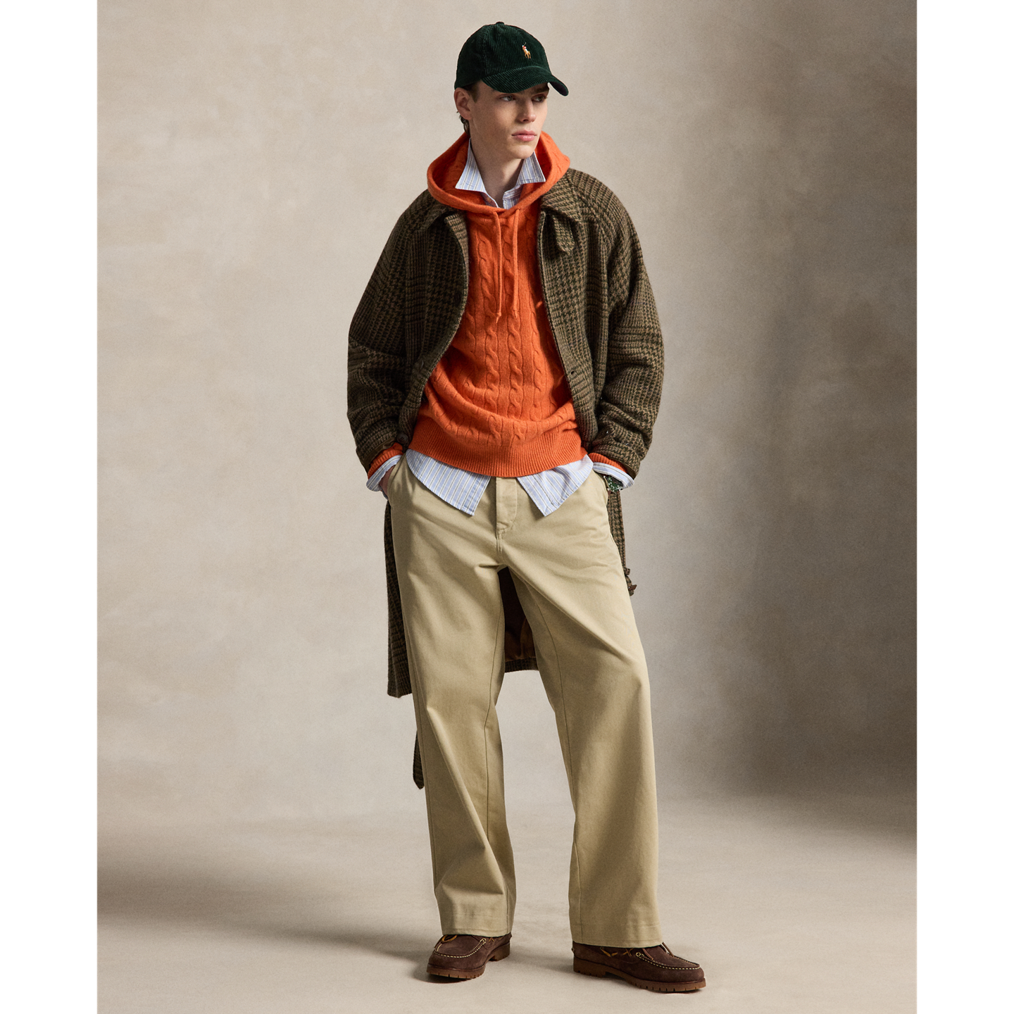 Мужской свитер Ralph Lauren Cable-Knit Wool-Cashmere Hooded, цвет: Оранжевый меланжевый — фото 1