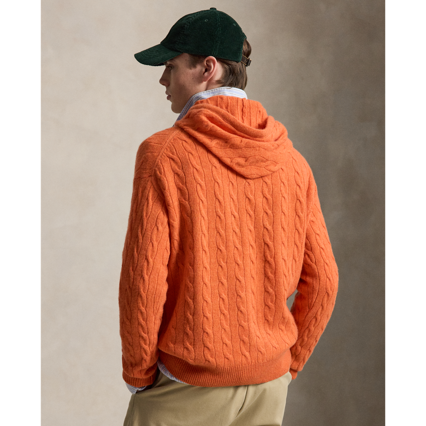 Мужской свитер Ralph Lauren Cable-Knit Wool-Cashmere Hooded, цвет: Оранжевый меланжевый — фото 2