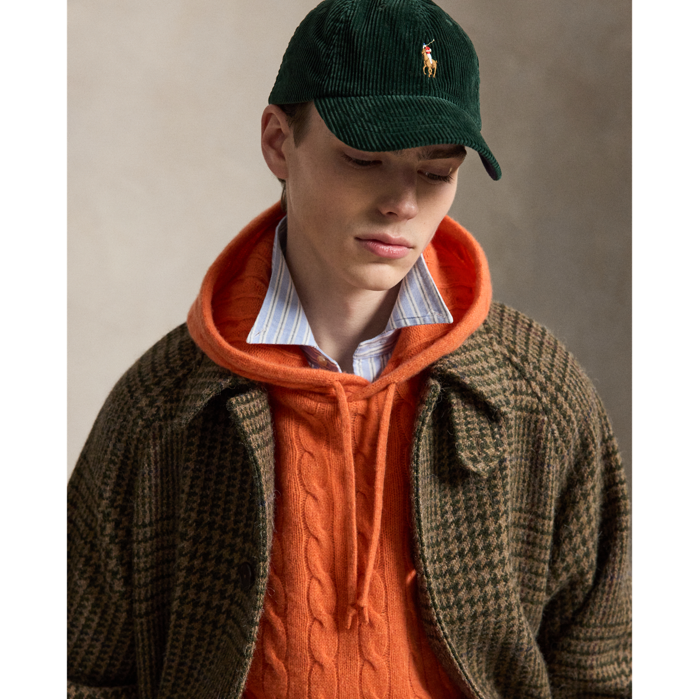 Мужской свитер Ralph Lauren Cable-Knit Wool-Cashmere Hooded, цвет: Оранжевый меланжевый — фото 4