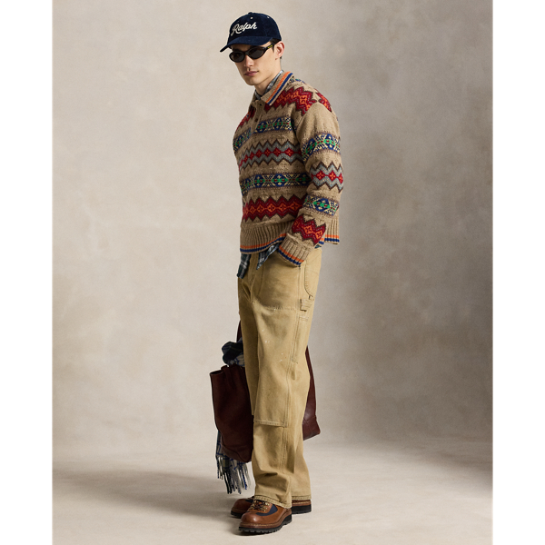 Fair Isle Wool-Blend Polo-Collar Jumper