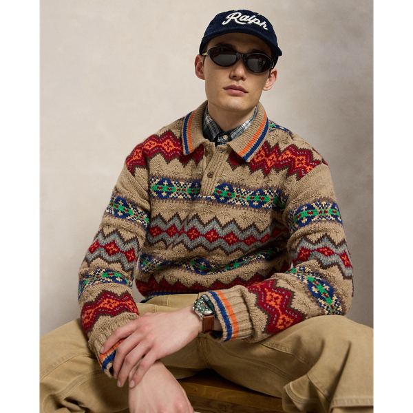 Fair Isle Wool-Blend Polo-Collar Jumper