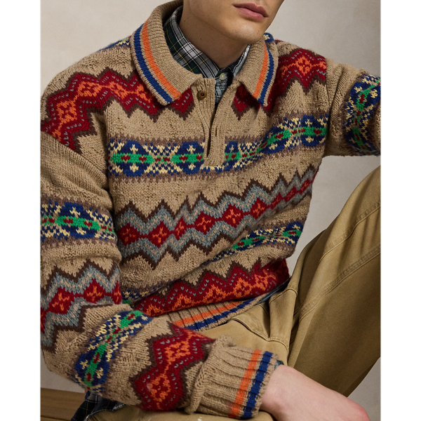 Fair Isle Wool-Blend Polo-Collar Jumper