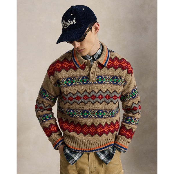 Fair Isle Wool-Blend Polo-Collar Jumper