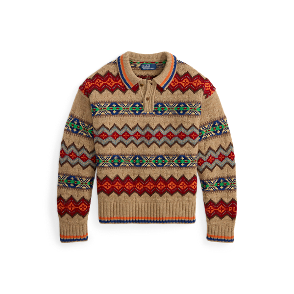 Fair Isle Wool-Blend Polo-Collar Jumper