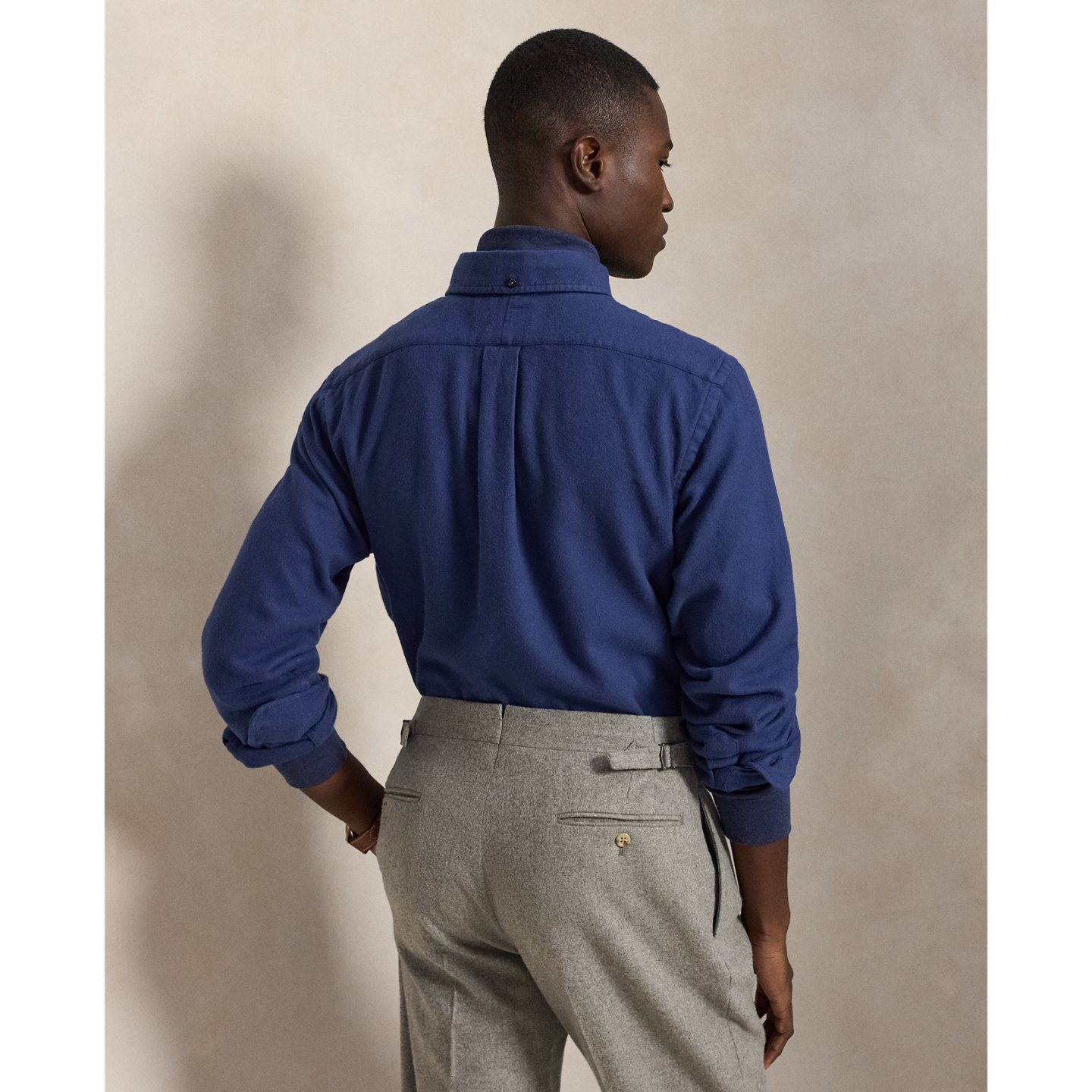 Мужская рубашка Polo Ralph Lauren Classic Fit Twill, цвет: Светлый тёмно-синий — фото 2
